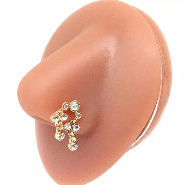 1Pcs Nose Ring for Women Dangle Nose Piercing Stainless Steel Nose Bend Ring Butterfly Dangling Noses Ring Body Piercing Jewelry
