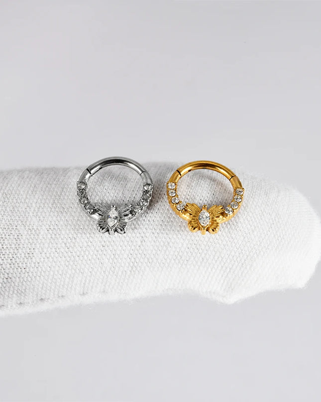 Stainless Steel Hinged Star Septum Clicker Nose Hoop Ring Flower Ear Tragus Stud Catilage Daith Helix CZ Earrings Piercing 16G