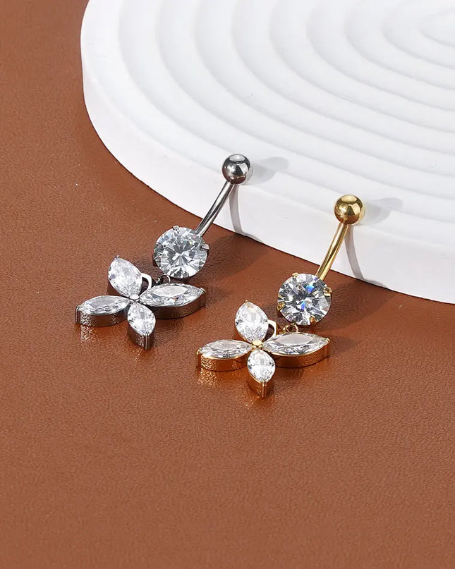 1Pc Titanium Belly Button Piercing Ring for Women CZ Heart Butterfly Dangle Navel Ring Belly Piercing Body Jewelry