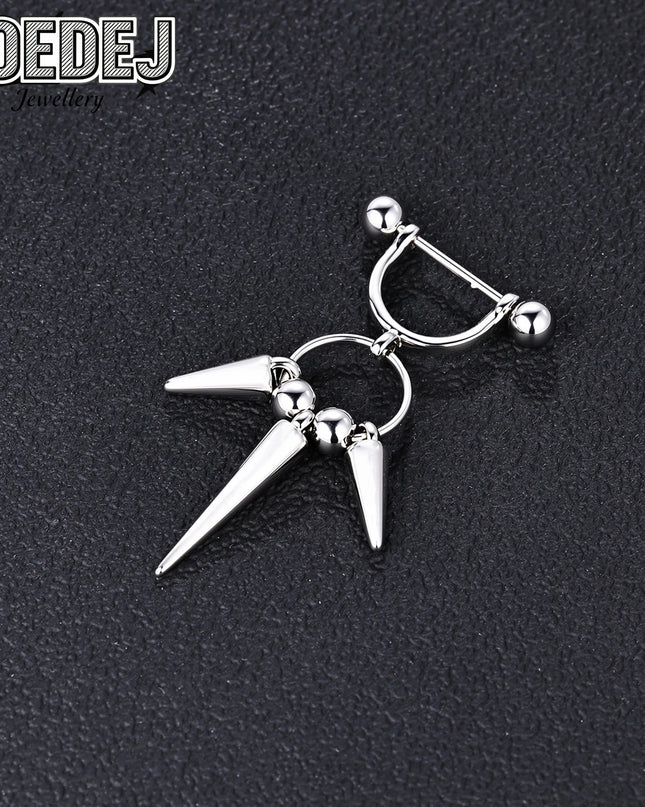 AOEDEJ 1 PC/1 Pair 14/16G Stainless Steel Nipple Rings Unisex Pendant Nipple Piercings Straight Rod Barbell Dangle Body Jewelry
