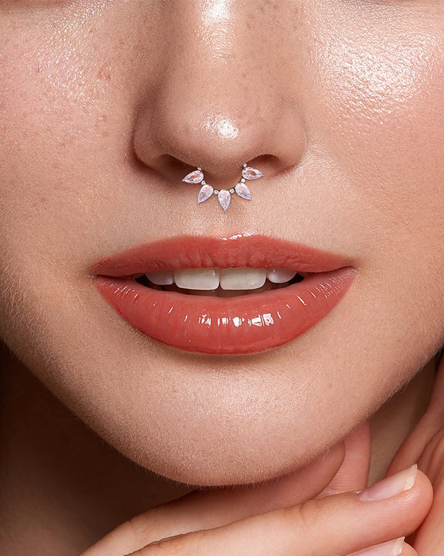 ASTM F136 Titanium Nose Ring Hoop 16G Pear CZ Hinged Segment Septum Clicker Ring Cartilage Daith Piercing Earring Body Jewelry