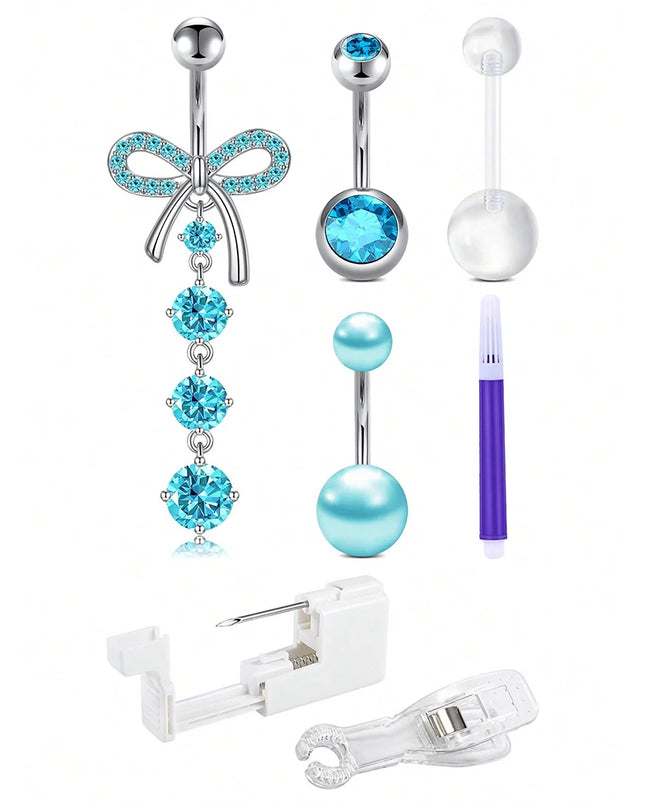 Belly Button Piercing Kit Gun Belly Piercing Gun Navel Piercing Belly Button Ring Piercing Kit Gun Pendant Belly Button Rings
