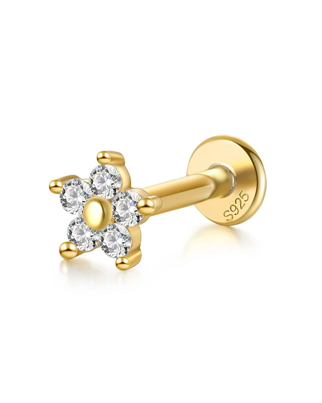 AIDE Heart Round Ball Flat Helix Piercing Earring 925 Sterling Silver Ear Studs Geometric Zircon Exquisite Trinket Studs Aretes