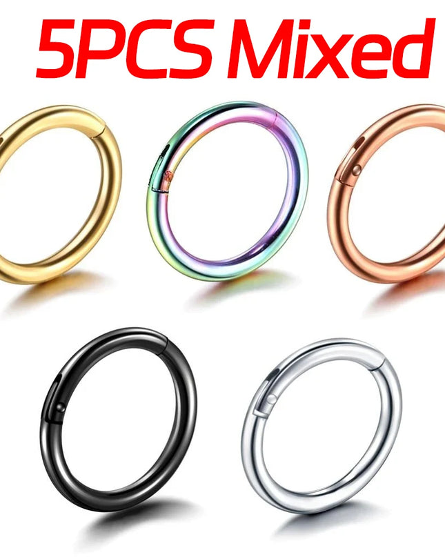 Nose Rings Septum Piercing Clicker Nose Hoops Piercings Titanium Hinged Segment Rings Helix Piercing Unisex Body Jewelry Earring