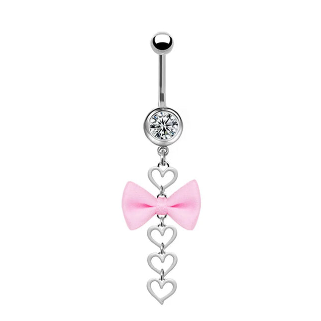Beautiful Bow Belly Button Ring for Women Heart-shaped Belly Piercing Jewerly Surgical Steel Body Piercing Jewelry