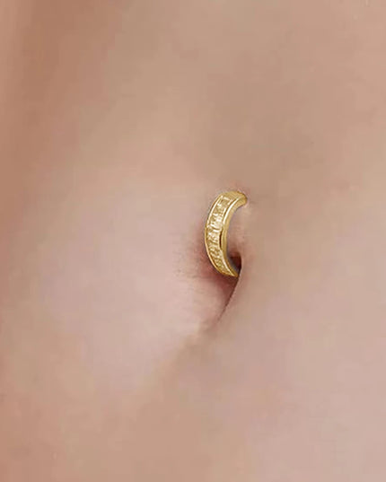 CANNER 1PC 925 Sterling Silver Smooth Abdominal Puncture Belly Button Buckle For Women Ins Minimalist Zircon Fine Body Jewelry