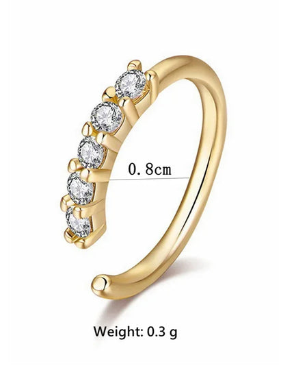 Fashion Single-row Miniature Zircon Nose Rings for Women Fine Drill Exquisite with Drill Opening Fake Nose Piercing Jewelry