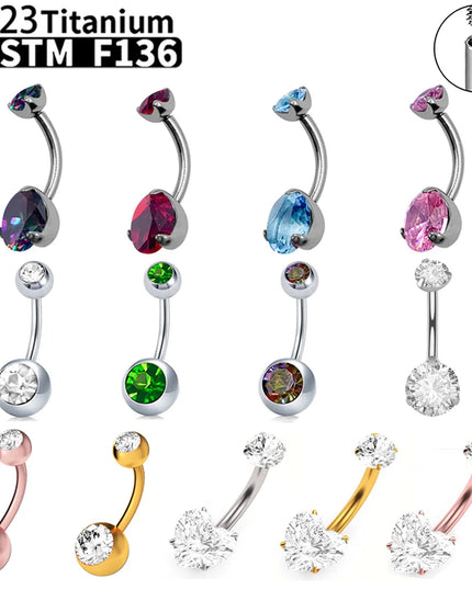 G23 Titanium Sexy Belly Button Rings Piercing ASTM F136 Zircons Wholesale Belly Button Body Jewellery For Women