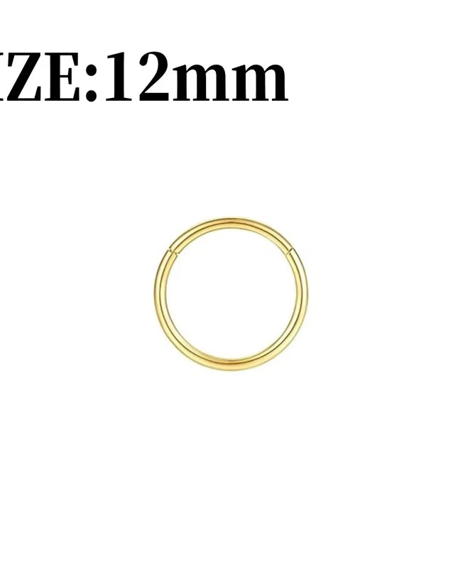 Gold Nose Rings for Women and Men, Clicker Septum Rings, Hoop Earrings, Suitable for Helix and Cartilage, Body Piercing Earrings