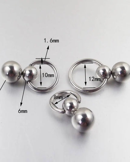 Stainless Steel Double Ball Cucurbit Gourd Ring Eyebrow Curved Tragus Ear Piercing PA Nipple Ring Bar Lips Body Piercing Jewelry