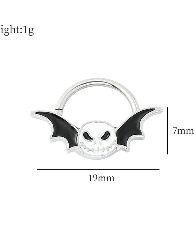 Halloween Gift Hinged Segment Nose Ring Women Ear Rings Nose Piercing Ghost Bat Ear Nose Septum Piercing Body Jewelry