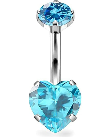 G23 Titanium Heart Shaped Belly Button Ring 14G Clear CZ Women's Navel Piercing Hypoallergenic Sexy Body Jewelry
