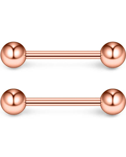 2Pcs 14G Surgical Steel Tongue Ring Nipple Shield Barbell Ring Bar Nipplerings Body Piercing Jewelry for Women Men 14/16/18mm
