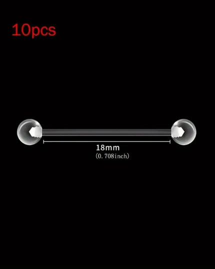10pcs 12-38mm Clear Acrylic Barbell Piercing For Nipple Rings Tongue Industrial Stud Earrings Anti-allergy Jewelry Y2K