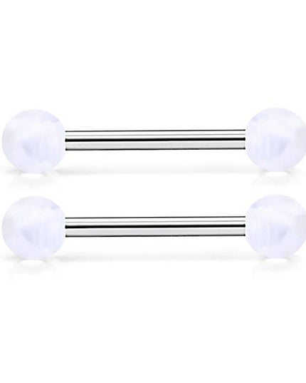 48 Pcs/2 Pcs Nipple Ring Tongue Ring Surgical Steel Straight 14G Barbell Piercing Jewelry 12MM 14MM 16MM Women's and Men's Glow