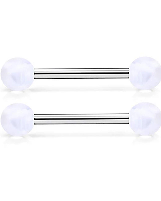 48 Pcs/2 Pcs Nipple Ring Tongue Ring Surgical Steel Straight 14G Barbell Piercing Jewelry 12MM 14MM 16MM Women's and Men's Glow