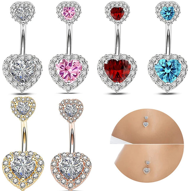 1Pcs Heart Belly Button Rings Pink 14G Women Fashion Belly Ring Dangle Cz Butterfly Punk Spider Navel Piercing Barbell Pircing