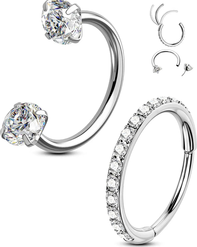 2PCS Nose Rings Hoops, 316L Horseshoe Threadless Nose Rings, Septum Clicker Daith Tragus Helix Rook Eyebrow Lip Piercing Jewelry