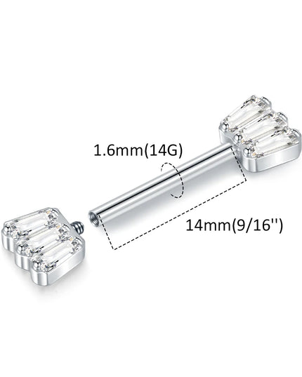 1Pc Titanium Nipple Piercing Jewelry Internally Threaded Nipple Barbell Mamilo Piercing Prong Set Heart CZ Nipple Rings Women