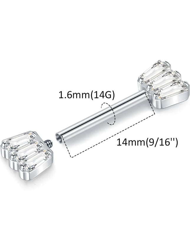 1Pc Titanium Nipple Piercing Jewelry Internally Threaded Nipple Barbell Mamilo Piercing Prong Set Heart CZ Nipple Rings Women