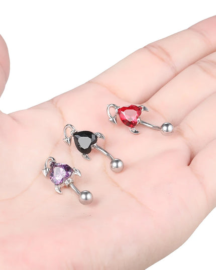 1pc Belly Button Rings Devil Shape Black Red CZ Belly Piercing Stainless Steel Navel Piercings Body Jewelry Women