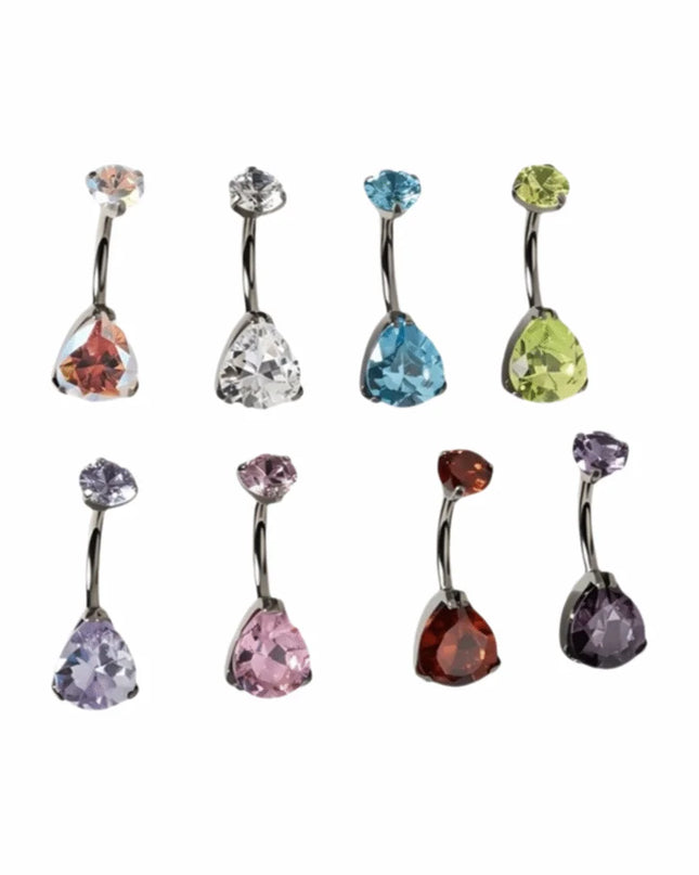 Elegant Titanium Belly Button Ring Zircon Stone G23 Titanium Dangle Curved Barbells Dangle Design Curved Barbell