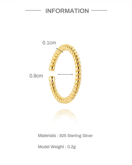AIDE 1PC 925 Sterling Silver Pierceing Nose Ring Simple Round Twist Rope Nose Ring Women Ear Bone Ring Jewelry Nose Rings
