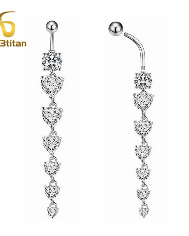 Long Belly Button Rings for Women 14G Titanium Bar Butterfly Heart Charms Dangle Navel Piercing Jewelry Beach Sexy Accessories