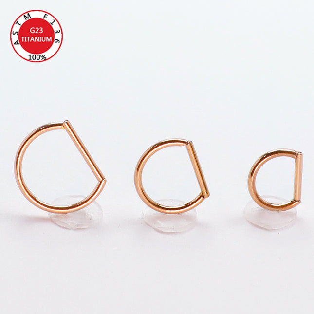 Septum Piercing Nose Ring F136 Titanium D Shape Segment Ring Clicke Jewelry CZ Nose Earrings Lip for Women Half Ring Cartilage