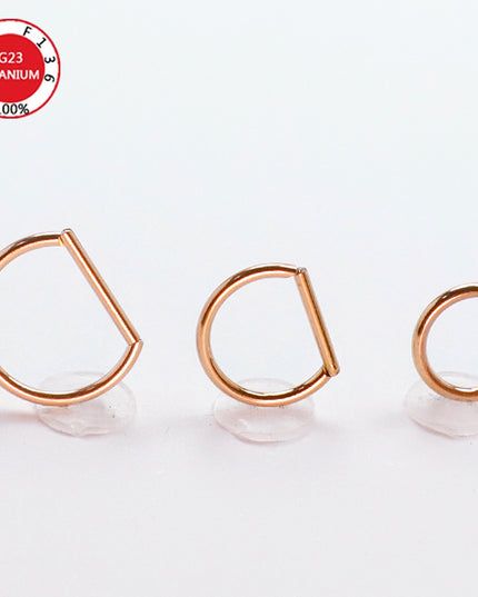 Septum Piercing Nose Ring F136 Titanium D Shape Segment Ring Clicke Jewelry CZ Nose Earrings Lip for Women Half Ring Cartilage