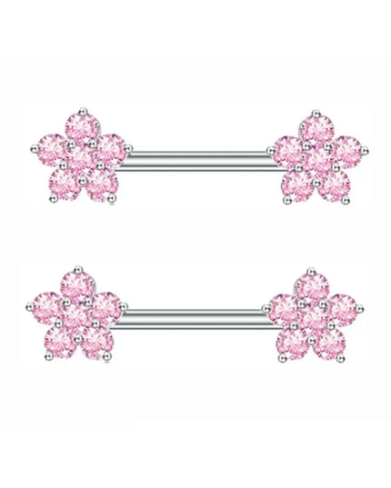 1Pair Pink Butterfly Nipple Piercing Jewelry Shiny Crystal Nipple Rings For Women Girls Heart Nipple Barbells Piercing Pezon