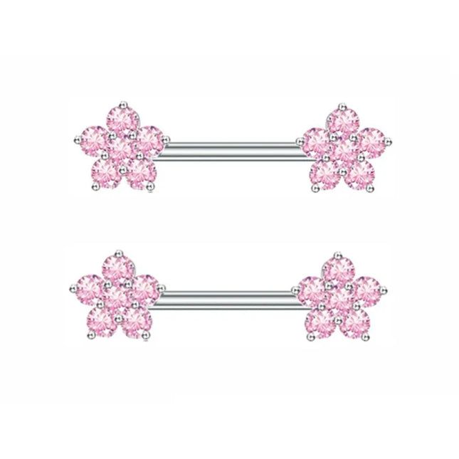 1Pair Pink Butterfly Nipple Piercing Jewelry Shiny Crystal Nipple Rings For Women Girls Heart Nipple Barbells Piercing Pezon