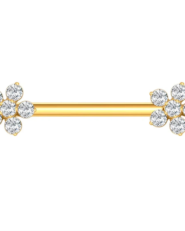 1Pc G23 Titanium Nipple Ring Straight Barbell Piercing Zircon Internally Threaded Nipple Bars Piercing Ring Women Body Jewelry