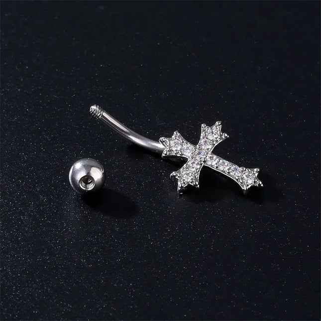 Fashion Sexy Piercing Navel Nail Body Jewelry For Women Girls Personalized Simple Cross Pendant Belly Button Rings Gifts B.H