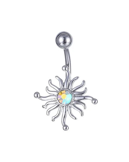 Dainsty Dangled Belly Button Rings Surgical Steel 14G Bar Navel Piercing Ring Crystal CZ Bee Flower Heart Belly Ring Ear Jewelry