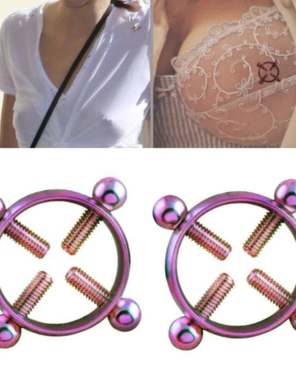 1Pcs Adjustable Stainless Steel Nipple Ring Clip-On Fake Nipple Piercing Jewelry for Women Various Colors Available