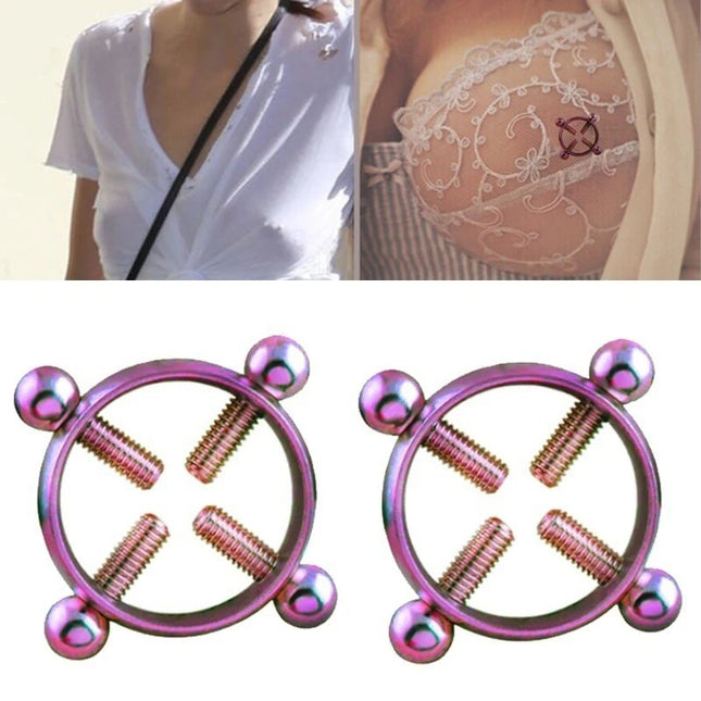 1Pcs Adjustable Stainless Steel Nipple Ring Clip-On Fake Nipple Piercing Jewelry for Women Various Colors Available