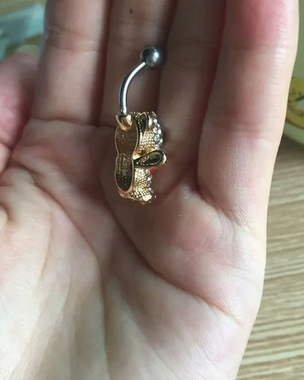 Blucome Red Bow Tie Little Bear Belly Button Rings Body Piercing Jewelry Women 316L Surgical Steel Piercing 14G 1.6mm Bar