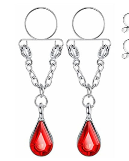 1 Pair New Fake Nipple Ring Sexy Tassel Crystal Butterfly Pendant For Women Girls Adjustable Faux Nipple Piercing Body Jewelry
