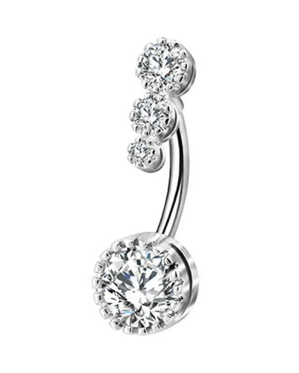 Fashion Zircon Heart Belly Button Piercing for Women Stainless Steel Long Flower Pendant Navel Rings Piercing Ombligo Jewelry