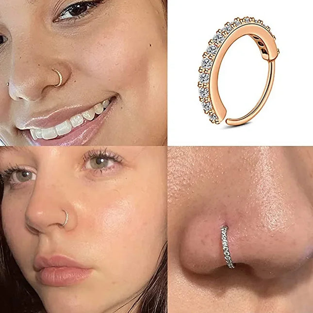 1/2/3pcs Fake Nose Ring For Women Stainless Steel Round Cartilage Tragus Helix Ear Nose Piercing Falso Nariz Body Jewelry