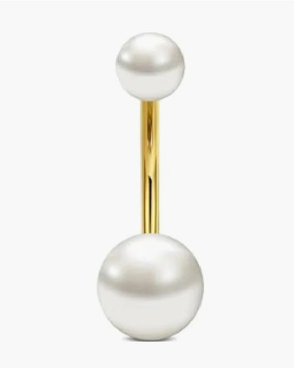 Elegant 14G Stainless Steel Belly Button Ring Set for Women Sparkling Cubic Zirconia Pearl Inlays for Daily Wear Navel Jewelry