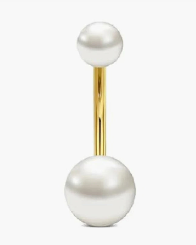 Elegant 14G Stainless Steel Belly Button Ring Set for Women Sparkling Cubic Zirconia Pearl Inlays for Daily Wear Navel Jewelry