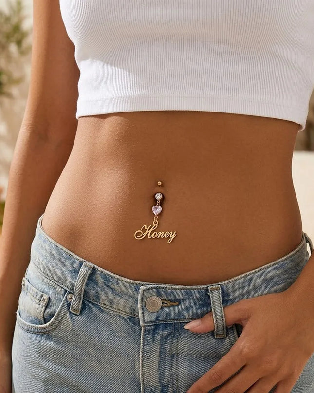 Custom Name Belly Button Ring For Women 12 Birthstone Options Personalized Navel Piercing Jewelry Beach Birthday Gift For Her