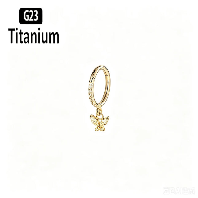 ASTM F136 Titanium Nose Rings Hoop Septum with CZ Flower Clicker Piercing Ear Cartilage Tragus Helix Rook Daith Earrings Jewelry