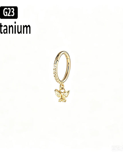 ASTM F136 Titanium Nose Rings Hoop Septum with CZ Flower Clicker Piercing Ear Cartilage Tragus Helix Rook Daith Earrings Jewelry