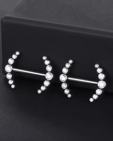 1Pc Titanium Nipple Piercing Jewelry Internally Threaded Nipple Barbell Mamilo Piercing Prong Set Heart CZ Nipple Rings Women