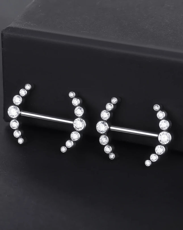 1Pc Titanium Nipple Piercing Jewelry Internally Threaded Nipple Barbell Mamilo Piercing Prong Set Heart CZ Nipple Rings Women