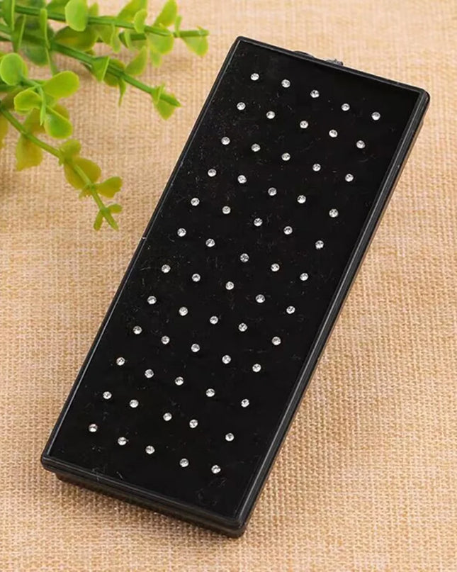 60pcs/lot Stainless Steel Crystal Rhinestone Nose Rings Body Jewelry Nose Studs Hooks Body Piercing Faux