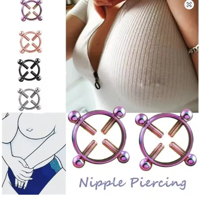 1Pcs Adjustable Stainless Steel Nipple Ring Clip-On Fake Nipple Piercing Jewelry for Women Various Colors Available